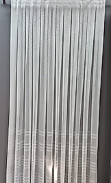 Etek Sıralı Bantlı Gümüş Tül Perde