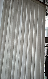 Dökümlü Çizgili Nokta Ponponlu Tül Perde