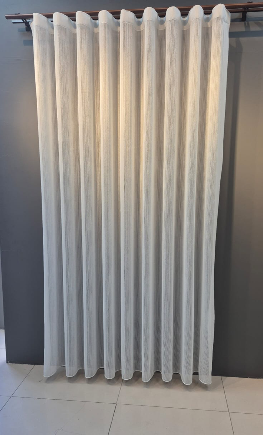 Düz Bukle Çizgili Tül Perde